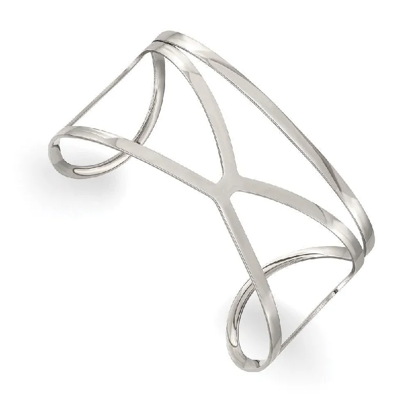 Ladies cuff bracelets-Stainless Steel Polished Cuff Bangle