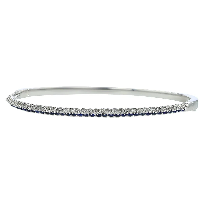 Ladies elegant bangles-Miiori 18K White Gold Sapphire and Diamond Bangle