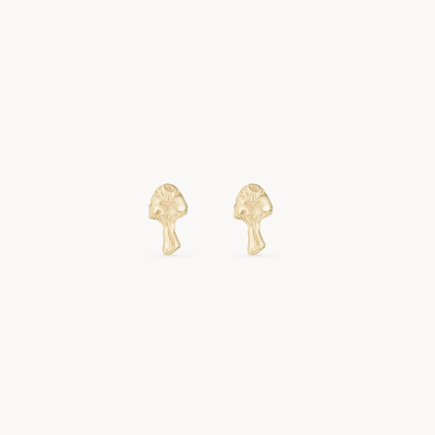 Ladies sparkly earrings-enchanted spirit mushroom earring - 14k yellow gold