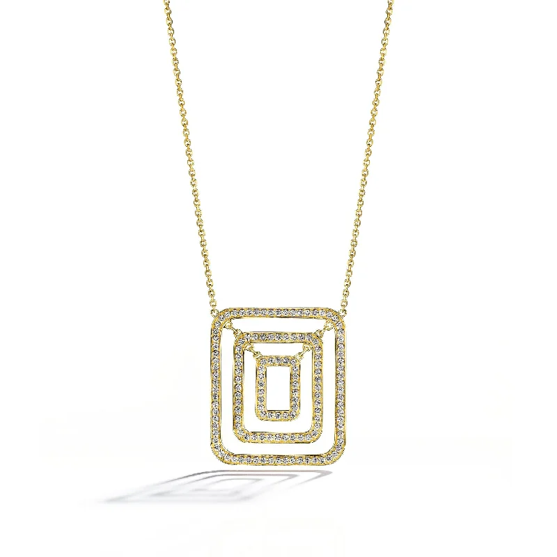 Ladies anniversary necklaces-Piece Square Swing Diamond Necklace - Medium