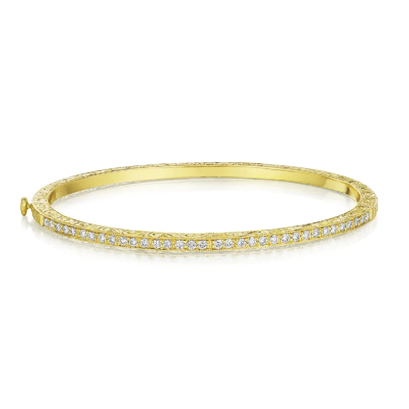 Ladies gemstone bracelets-Thin Bangle