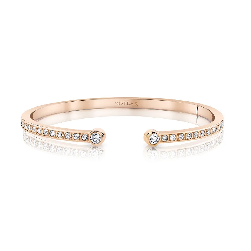 Ladies gold-plated bracelets-Scallop Artisan Diamond Pave Bangle