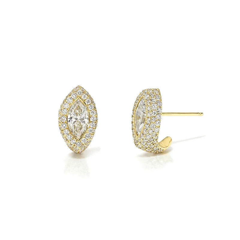 Ladies silver diamond earrings-Pavé Marquise Diamond Stuggies