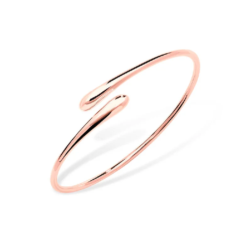 Ladies polished bangles-Rose Gold Vermeil Cross Open Drop Bangle