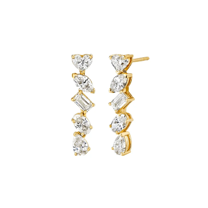 Ladies minimalist earrings-18k Fortuna Diamond Drop Earrings