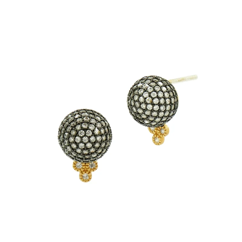 Ladies romantic earrings-Pavé Ball Stud Earrings