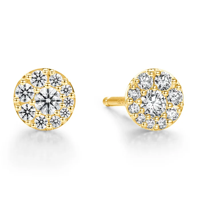 Ladies gold teardrop earrings-Hearts On Fire Tessa Diamond Circle Earrings in 18k Yellow Gold