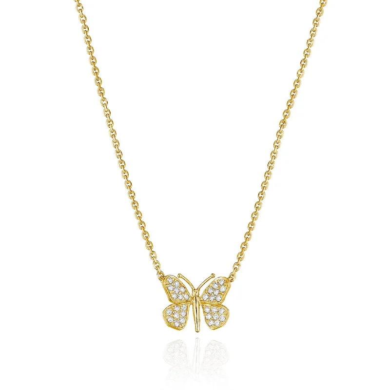 Ladies modern geometric necklaces-Wonderland Butterfly Diamond Necklace