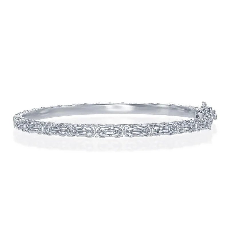 Ladies chunky bracelets-Sterling Silver Byzantine Design Bangle