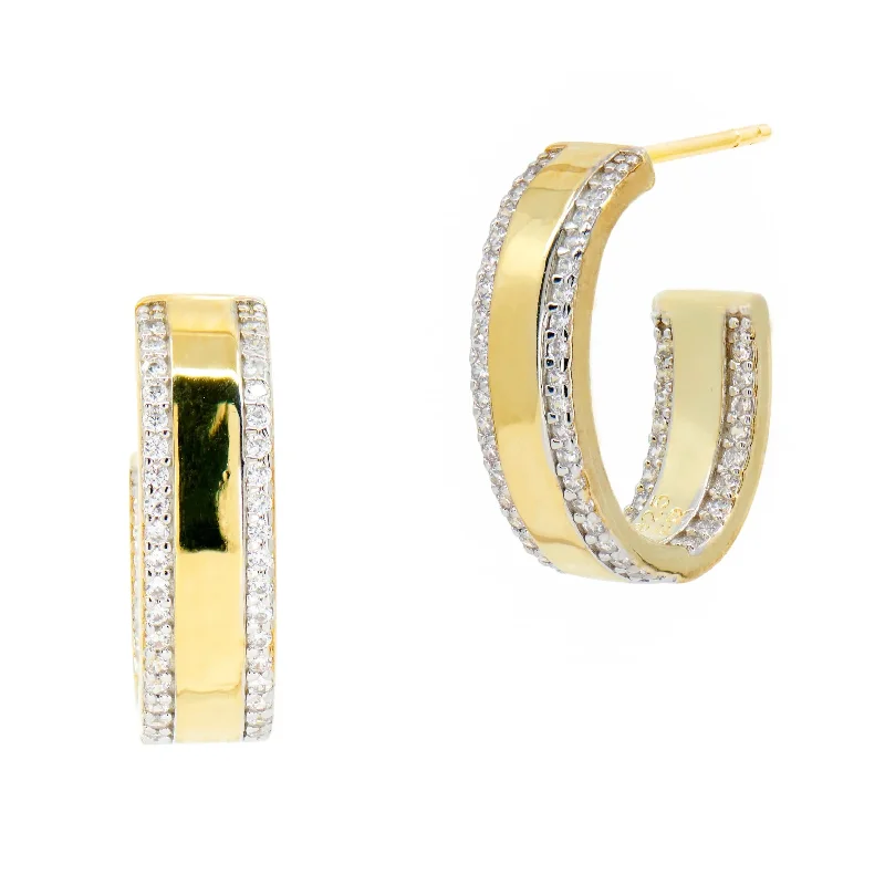 Ladies trendy earrings-Reflections Small Hoop Earrings