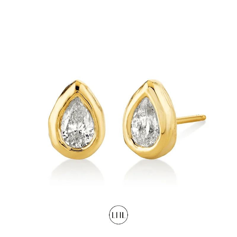 Ladies zirconia earrings-River Water Drop Diamond Stud