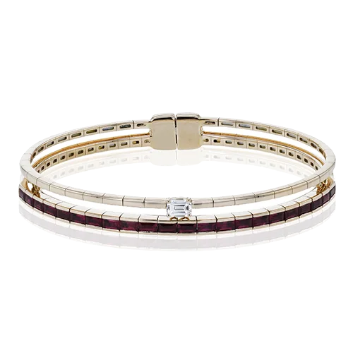 Ladies multi-layered bracelets-Ruby Bangle in 18k Gold with Diamonds LB2441