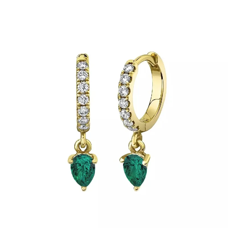 Ladies ear cuffs-Emerald Water Drop Goddess Hoops