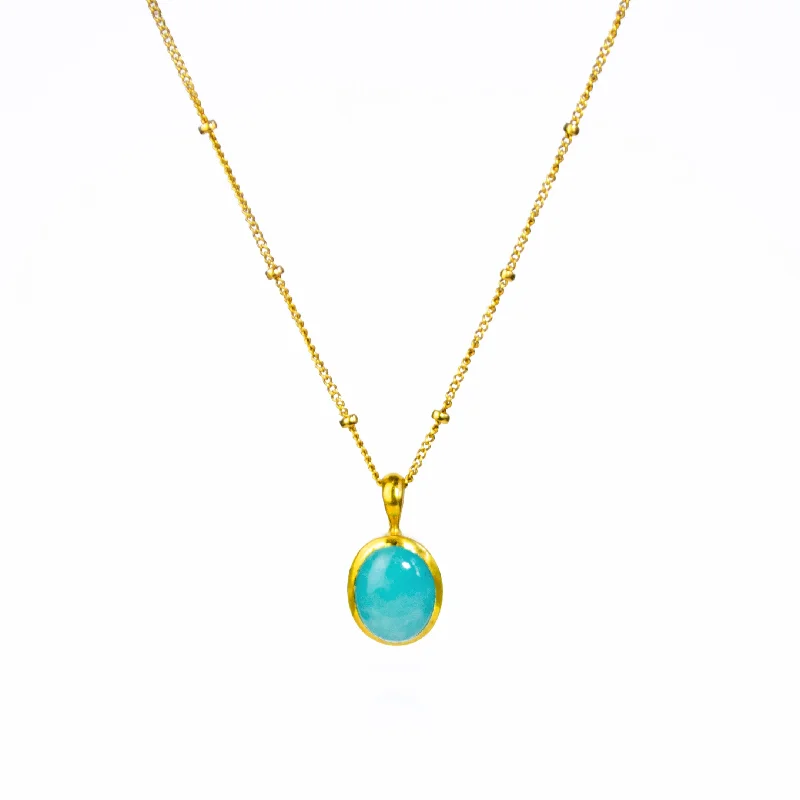 Ladies cubic zirconia necklaces-Teal Amazonite Oval Cabochon Necklace, Sterling Silver, Gold Filled, Rose Gold Filled, Gift for Women, Birthday or Anniversary Gift for Her