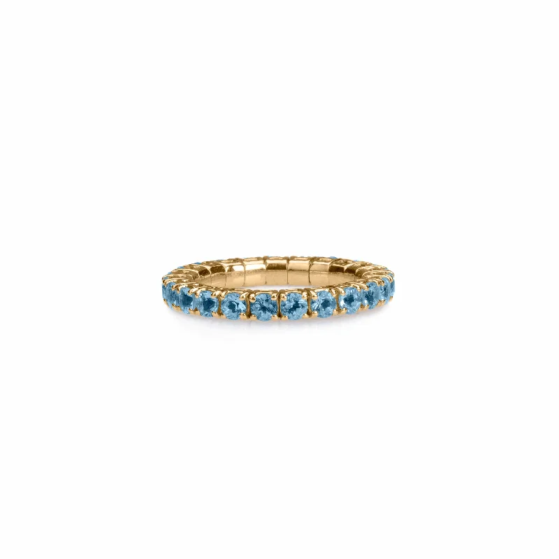 Ladies silver diamond rings-18K Gold Stretch Aquamarine Eternity Rings, .6-3.0 Carats