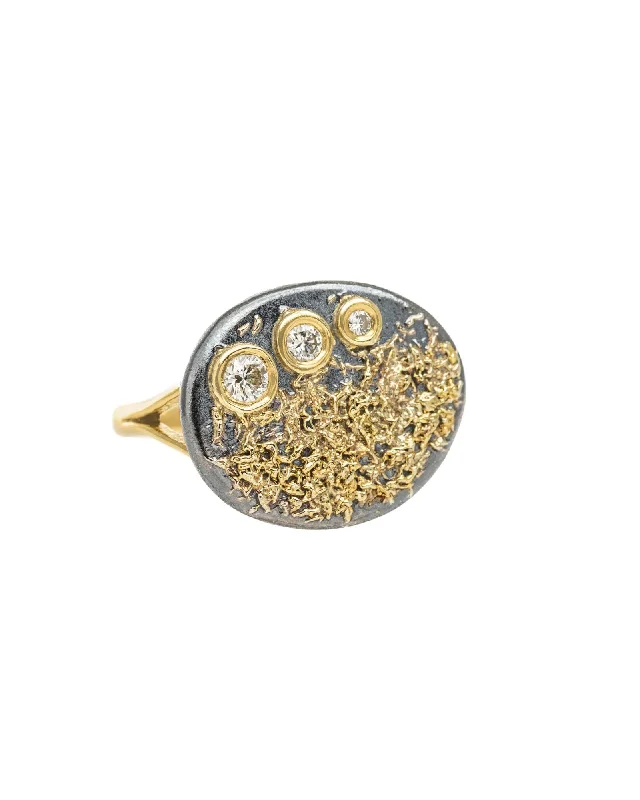 Ladies blue diamond rings-Dusted Signet Ring