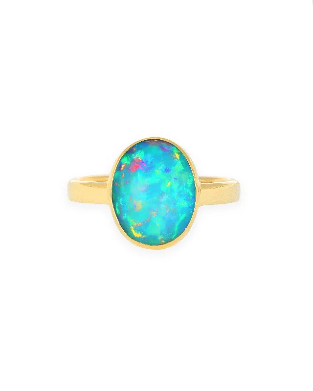 Ladies custom designed rings-Ethiopian Opal Oval Ring