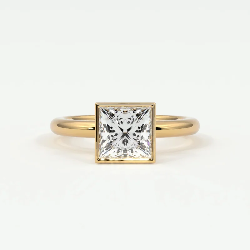 Ladies stacking rings-Princess Cut Bezel Setting