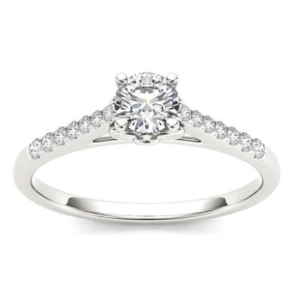 Heart shaped ladies engagement rings-De Couer IGI Certified 10k White Gold 1/2ct TDW Diamond Solitaire Engagement Ring