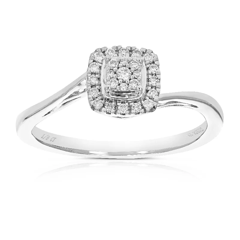 Simple ladies engagement rings-1/8 cttw Round Cut Lab Grown Diamond Wedding Engagement Ring .925 Sterling Silver Prong Set