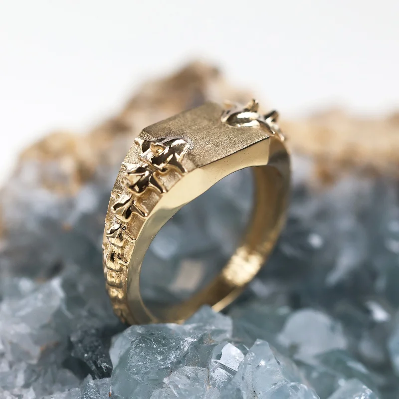 Ladies elegant rings-Snake gold signet ring - Ready to Ship