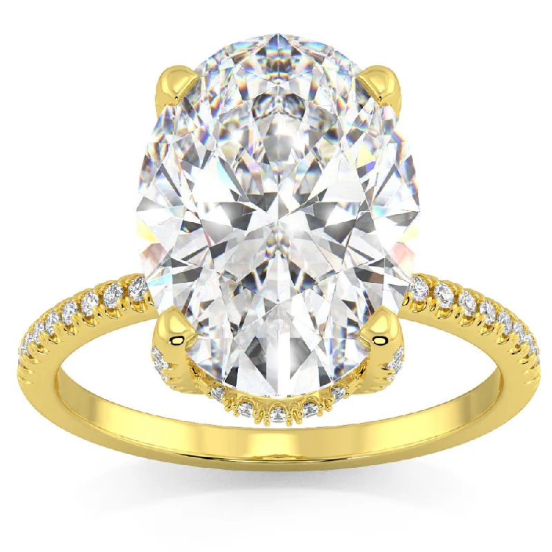 Engagement rings with pave diamonds-Certified 5.33Ct Oval Diamond Side Halo Engagement Ring 14k Gold Lab Grown