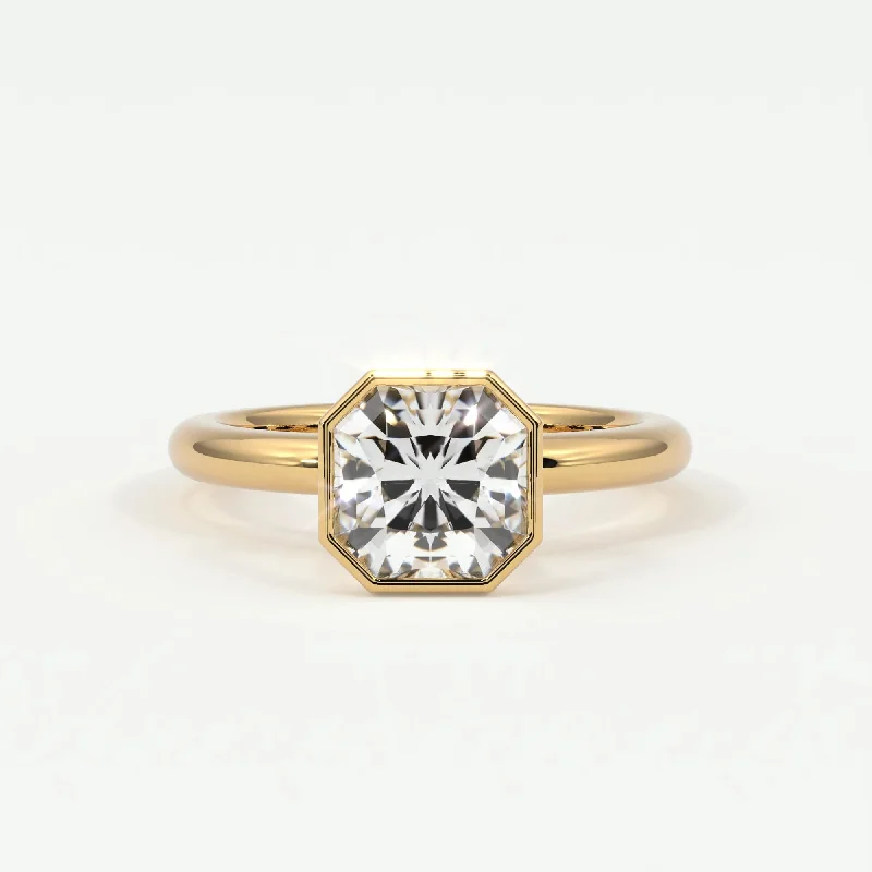 Ladies elegant rings-Square Radiant Cut Bezel Setting