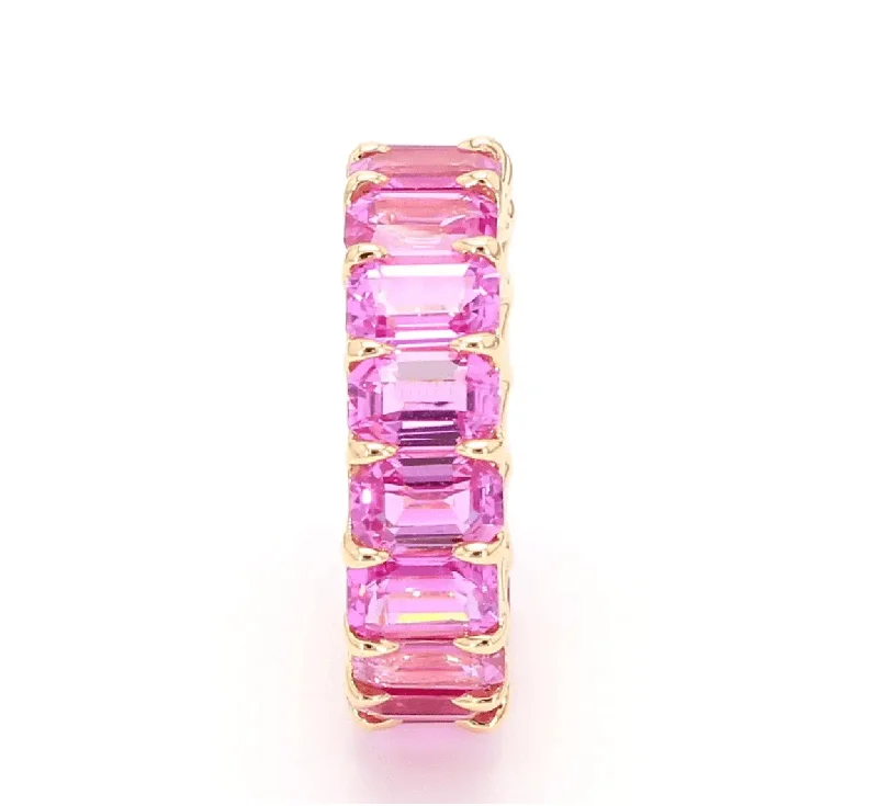 Ladies solitaire rings-Pink Sapphire Eternity Ring, 3/4