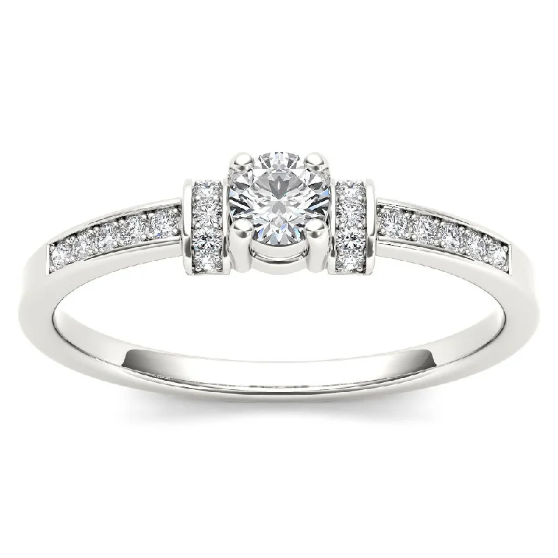 Stackable ladies engagement rings-De Couer 10k White Gold 1/4ct TDW Diamond Classic Engagement Ring