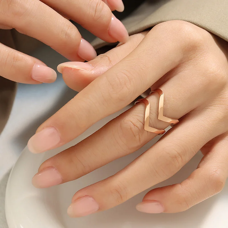 A007-Rose Gold Double-Layer Ring