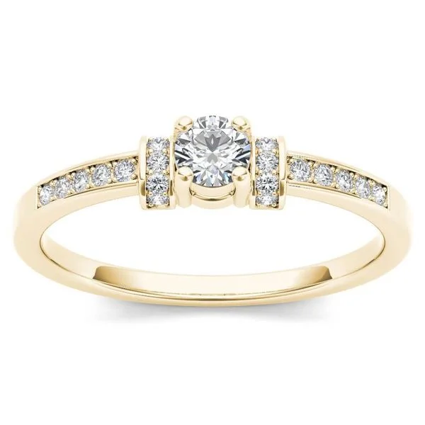 Simple wedding engagement rings for women-De Couer 10k Yellow Gold 1/4ct TDW Diamond Classic Engagement Ring