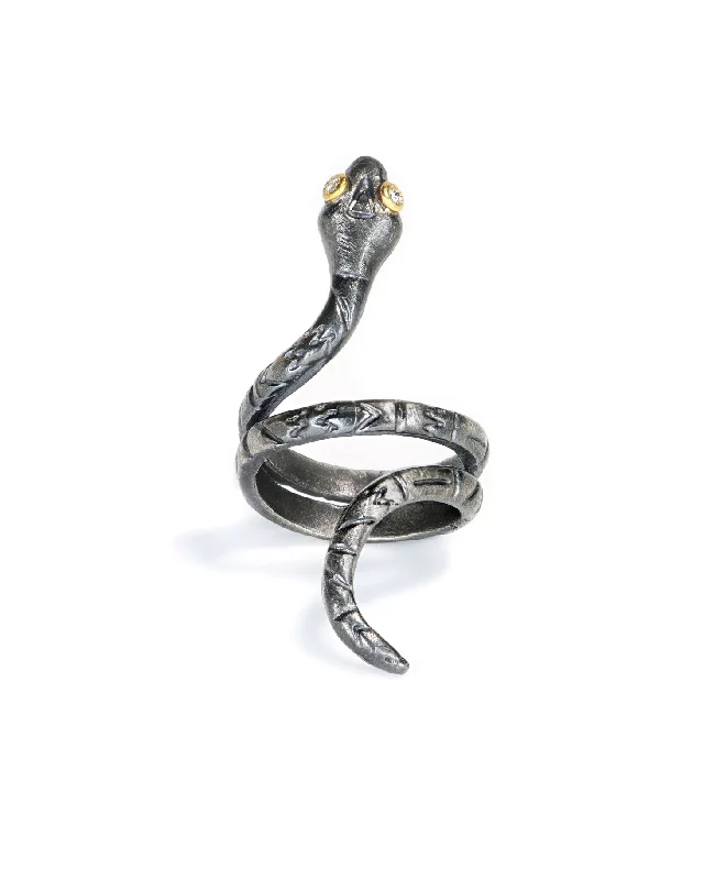 Ladies cushion cut rings-Silver Snake Ring