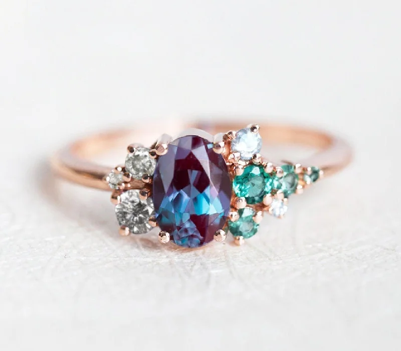 Ladies stacking rings-Spencer Oval Alexandrite Ring