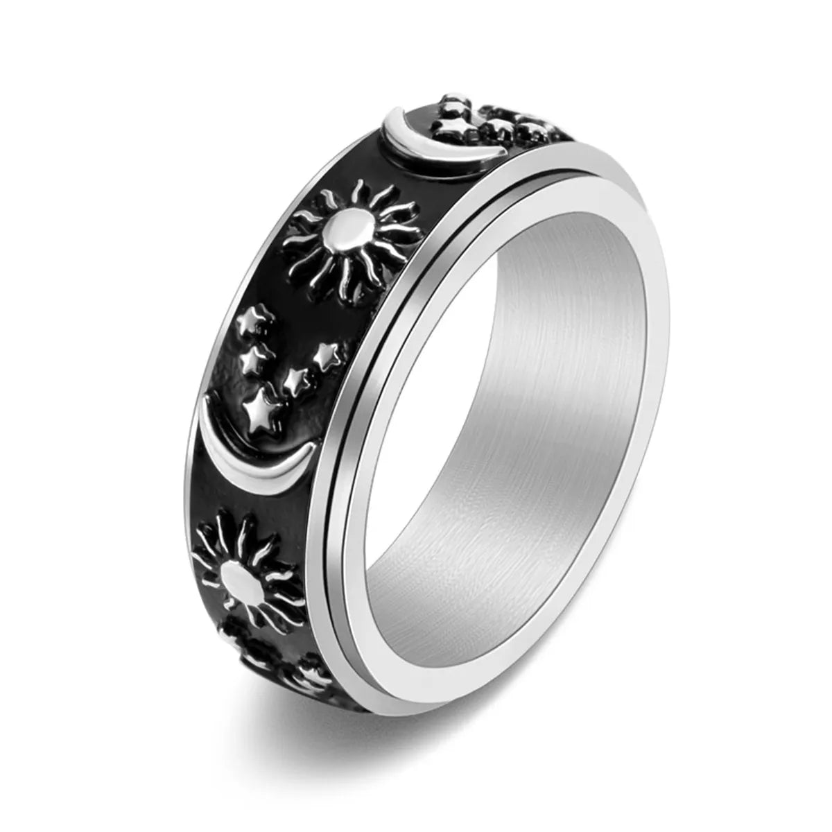 Ladies platinum diamond rings-Fashion Star Moon Stainless Steel Plating Rings