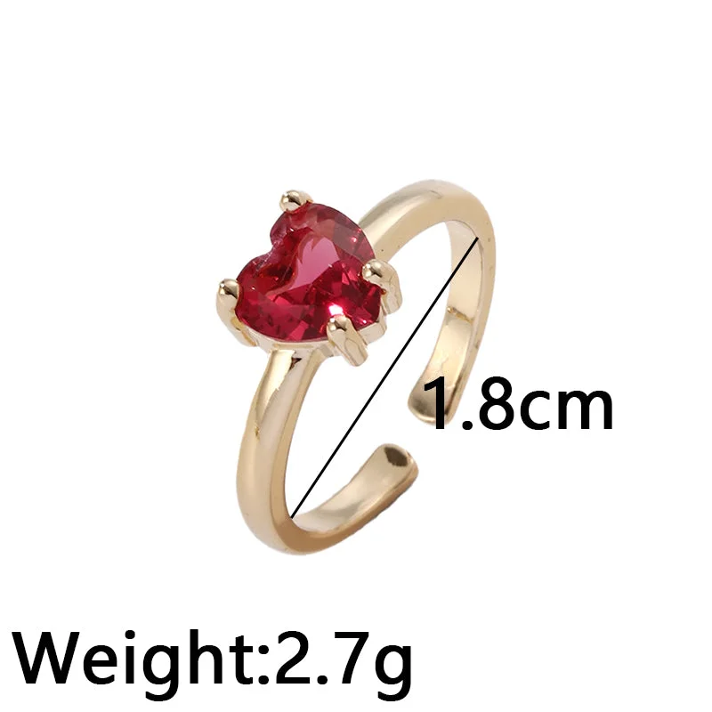 Ladies designer rings-Sweet Korean Style Heart Shape Copper Inlay Zircon Open Rings