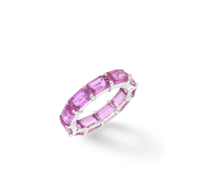 Ladies classic rings-14K & 18K Gold East West Pink Sapphire Eternity Ring