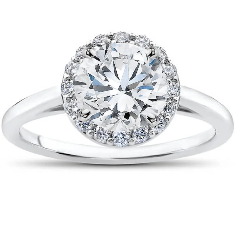 Cushion cut ladies engagement rings-1 3/4 Ct Lab Grown Halo Diamond Madelyn Halo Engagement Ring 14k