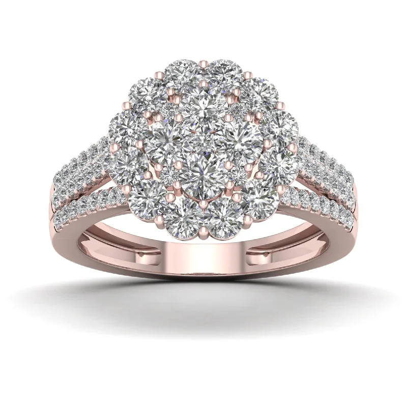 Unique designer ladies engagement rings-De Couer 1 3/4ct TDW Diamond Halo Engagement Ring - Pink