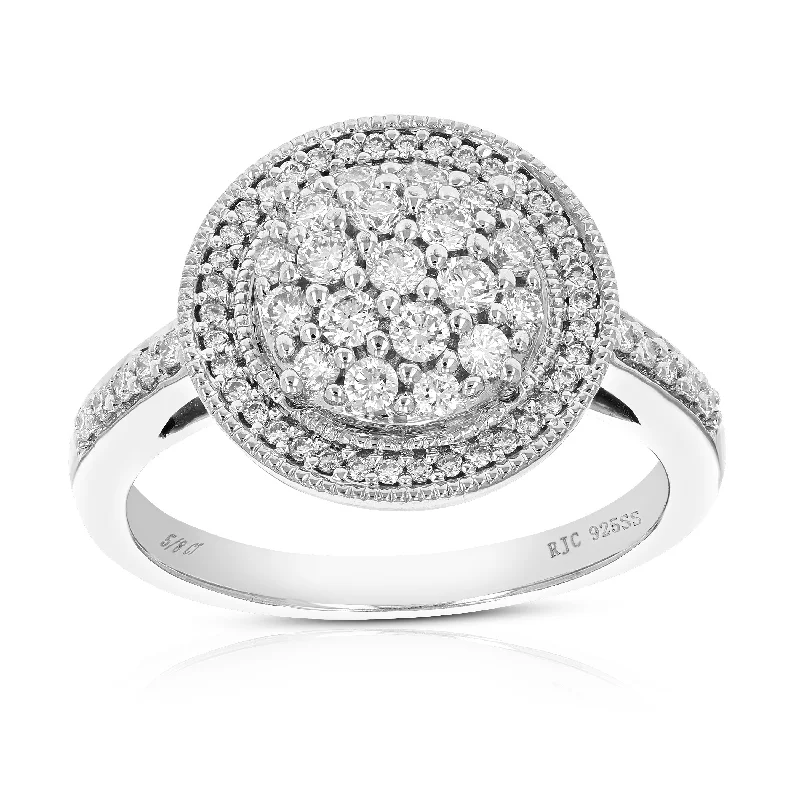 Elegant ladies engagement rings-5/8 cttw Round Cut Lab Grown Diamond Engagement Ring .925 Sterling Silver Prong Set