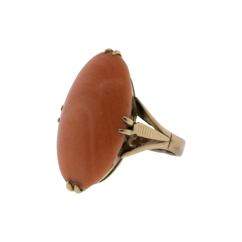 Ladies statement rings-Victorian Coral Split Ring Shank Ring