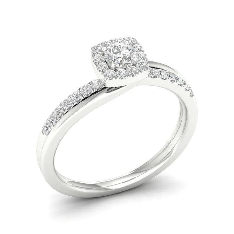 Two-tone ladies engagement rings-De Couer 10k White Gold 1/2ct TDW Diamond Solitaire Engagement Ring