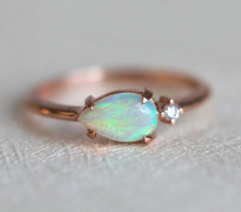 Ladies polished rings-Pamela Pear Opal Ring