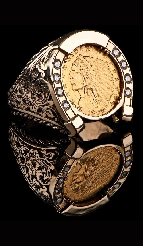 Ladies matching rings-1909 Indian Head Horse Shoe Ring CR-601