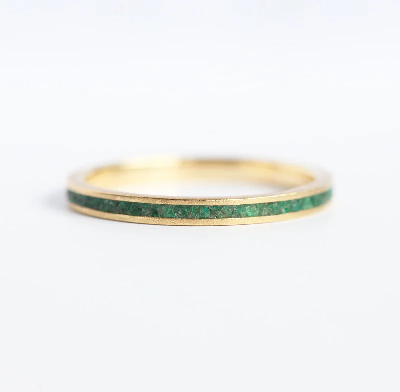 Ladies adjustable gemstone rings-Emerald Inlay Band, Emerald Inlay Ring, Inlay Wedding Band, - Ready to Ship