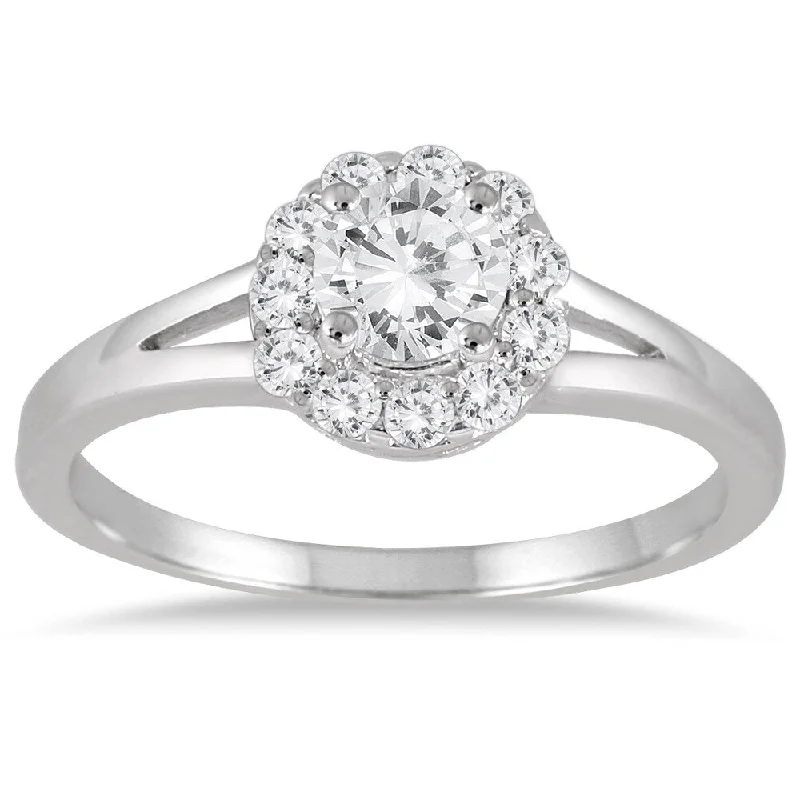 Oval cut ladies engagement rings-3/4 Carat TW Diamond Engagement Ring in 14K White Gold