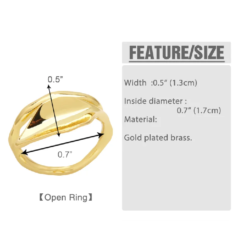 Ladies dainty rings-Simple Style Solid Color Copper Plating 18k Gold Plated Open Rings