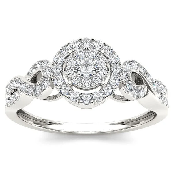 Asscher cut diamond ladies engagement rings-De Couer 10k White Gold 2/5ct TDW Diamond Composite Engagement Ring