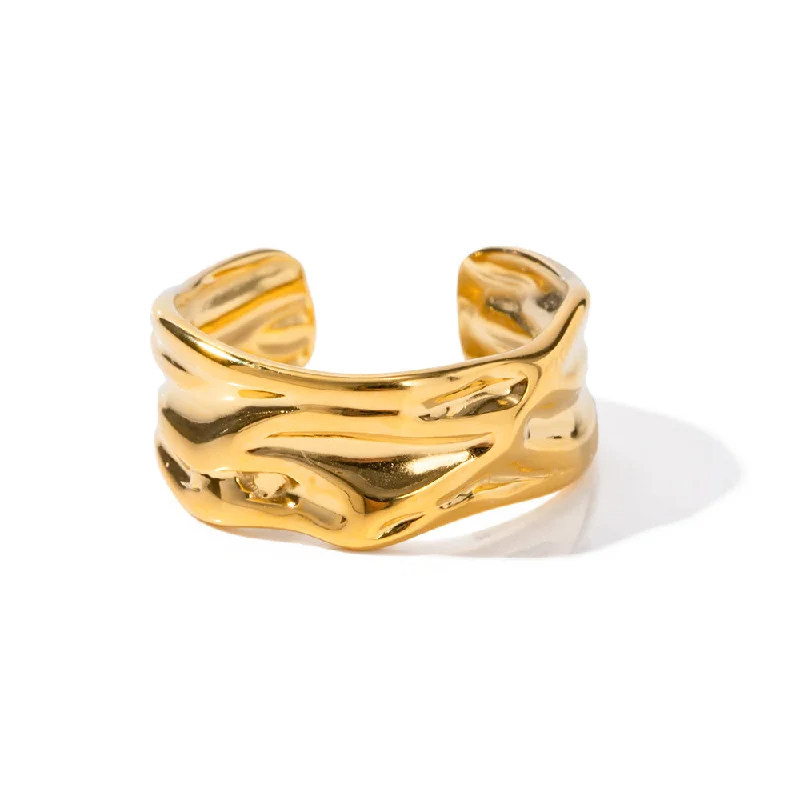 Ladies precious metal rings-Ig Style Irregular Stainless Steel 18k Gold Plated Open Ring In Bulk