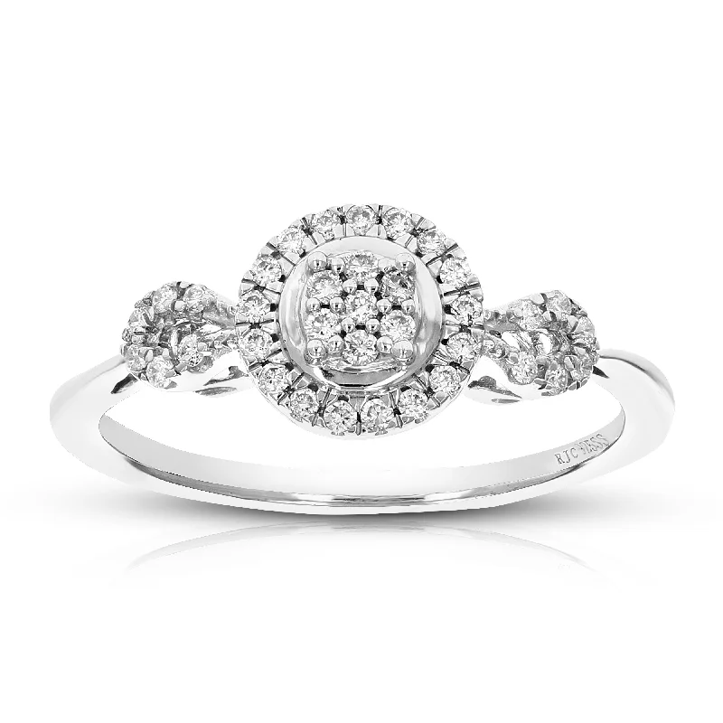 Diamond band engagement rings for ladies-1/5 cttw Round Cut Lab Grown Diamond Engagement Ring .925 Sterling Silver Prong Set