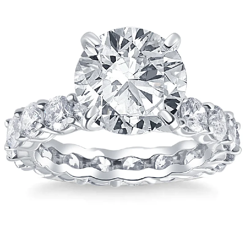 Radiant cut ladies engagement rings-Certified 7.02 Ct Diamond Eternity Engagement Ring G/VS1 14k White Gold